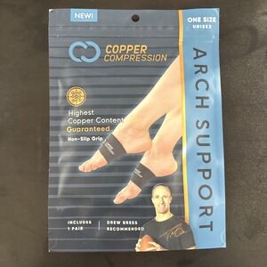 Genuine and Brand New Copper Compression Arch Support - Non-Slip‎ 1 Pair - Black